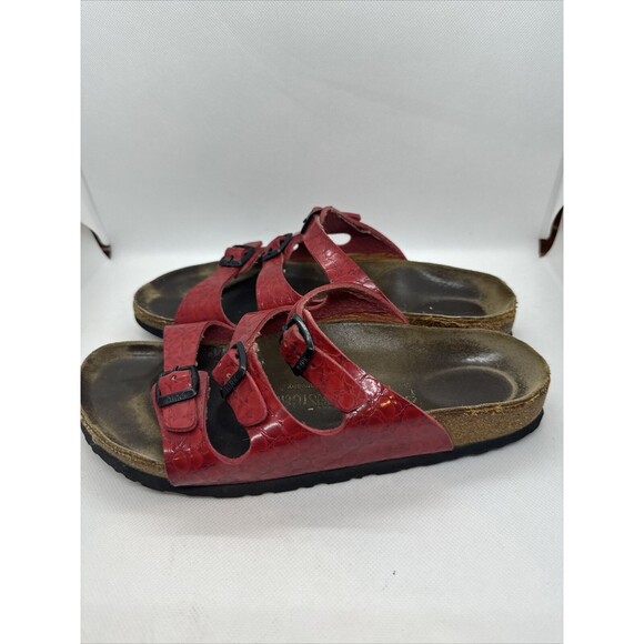 Birkenstock Graceful Hibiscus Sz 39 | 8 Laser Emboss Red 3 Strap Papillio Sandal - Picture 2 of 8
